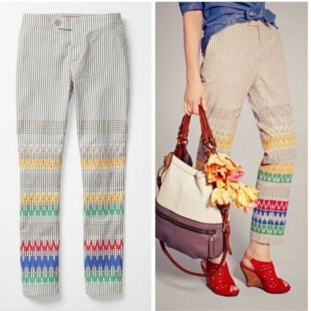 “CARTONNIER” ANTHRO Striped & Stitched Pants
